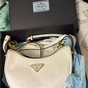 Authentic Prada White Arque Shoulder Bag